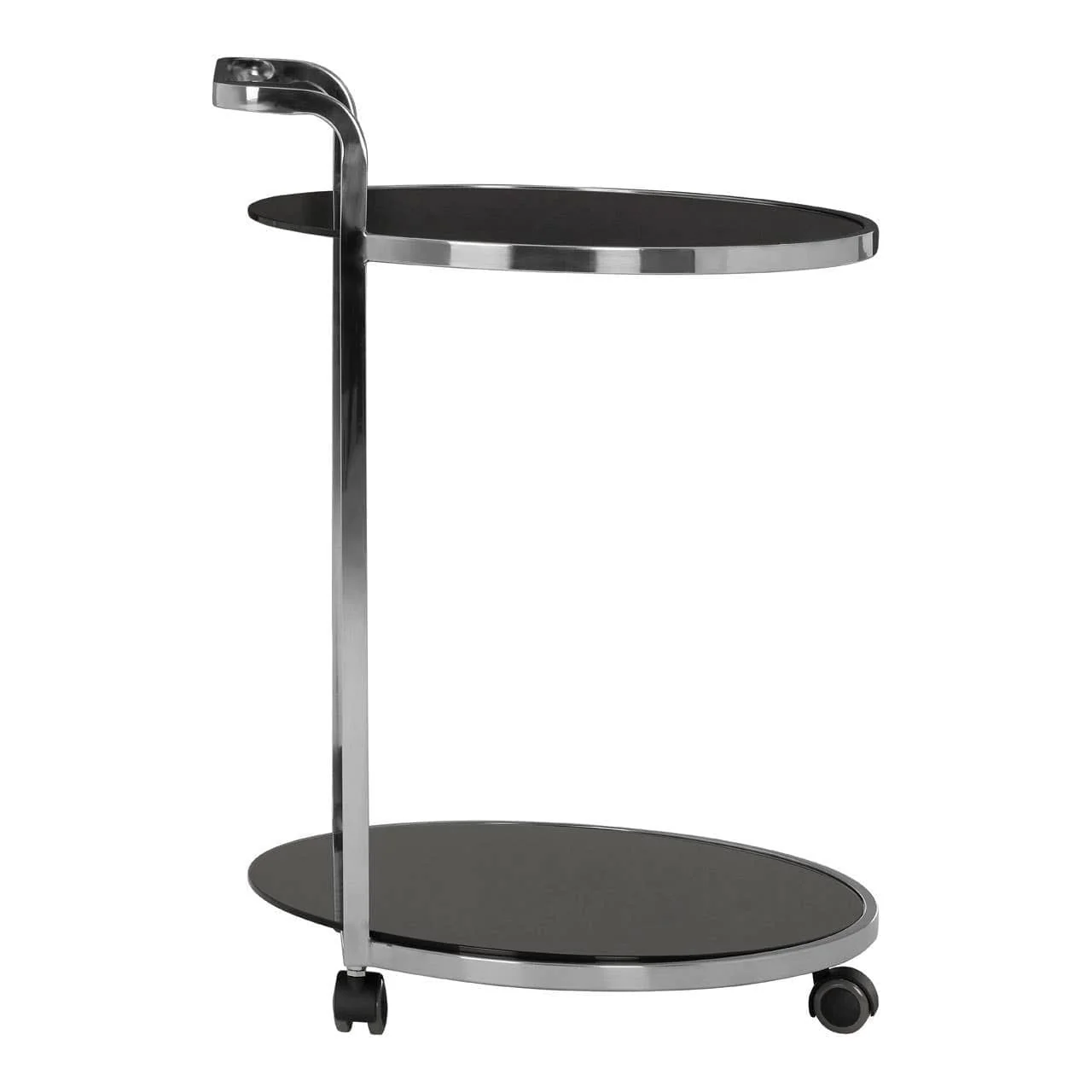 Ackley 2 Tier Silver Drinks Trolley with Black Glass - Image 3