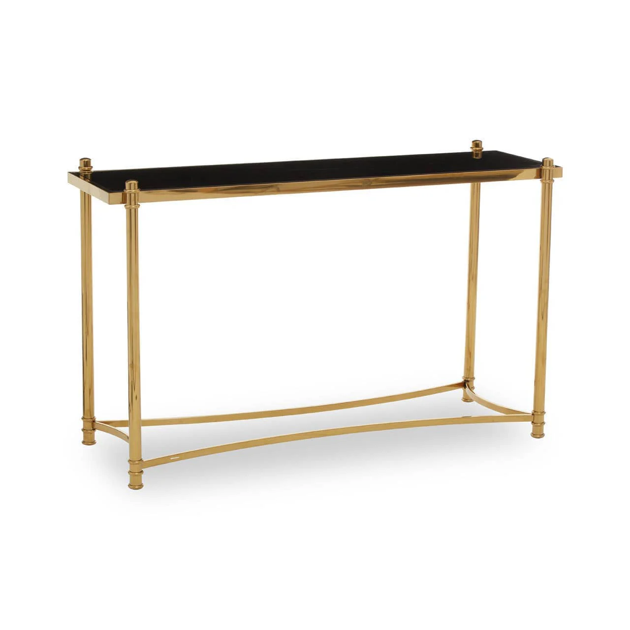 Ackley Gold Console Table with Black Glass - Image 2