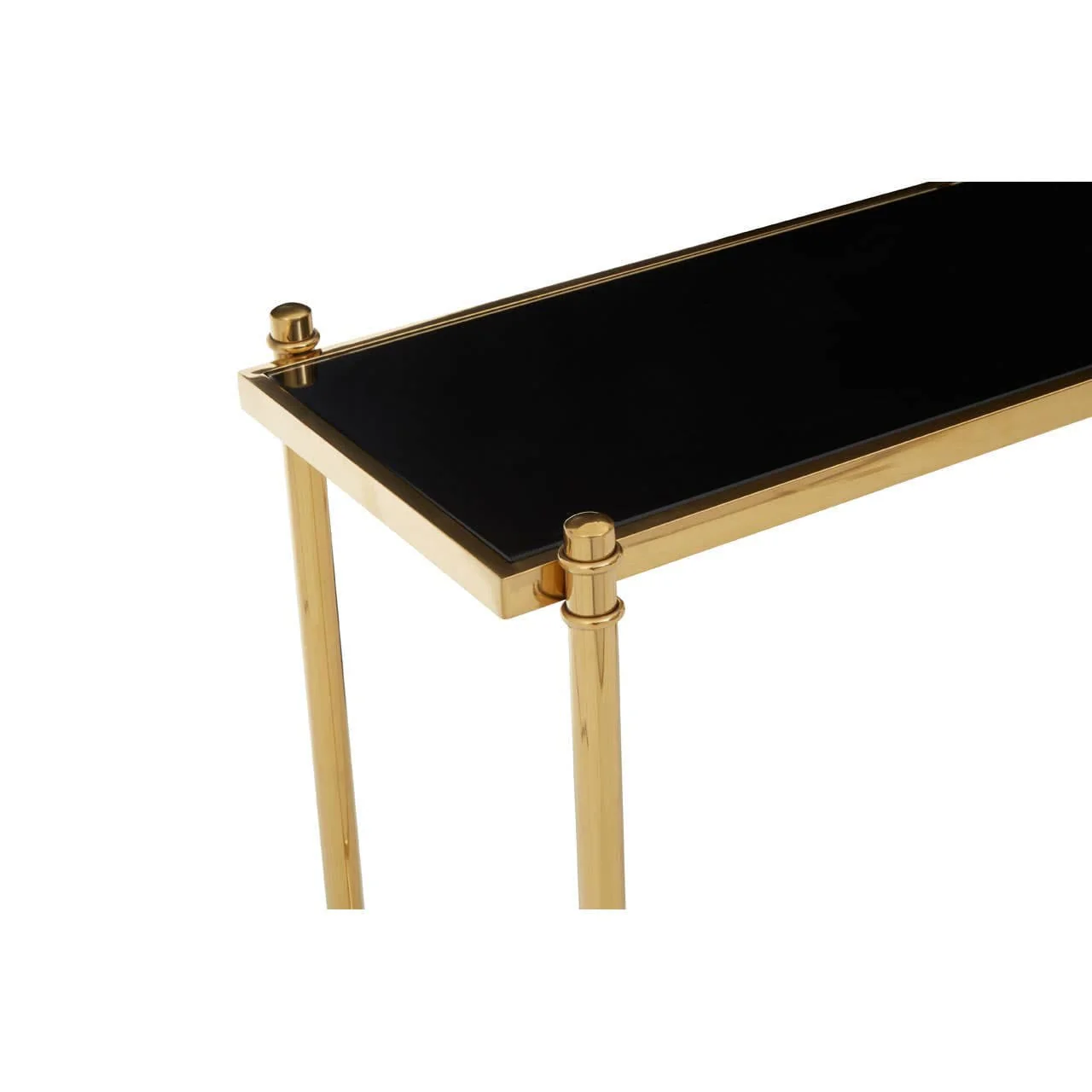 Ackley Gold Console Table with Black Glass - Image 4