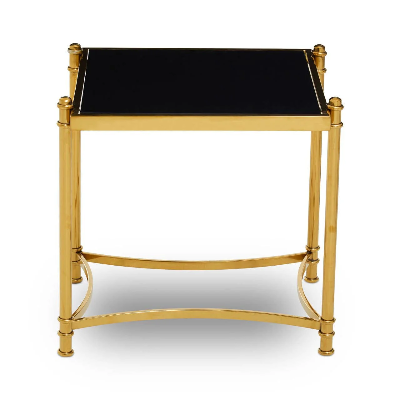 Ackley Gold Side Table with Black Glass - Image 2