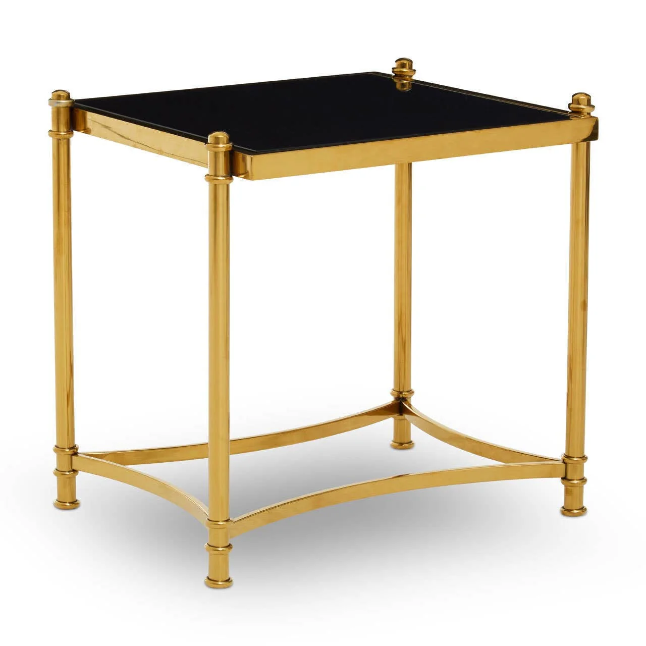 Ackley Gold Side Table with Black Glass - Image 3