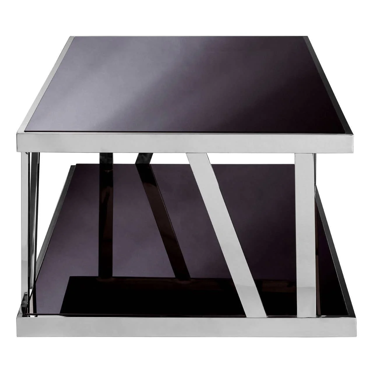 Ackley Silver Coffee Table with Black Glass - Image 3