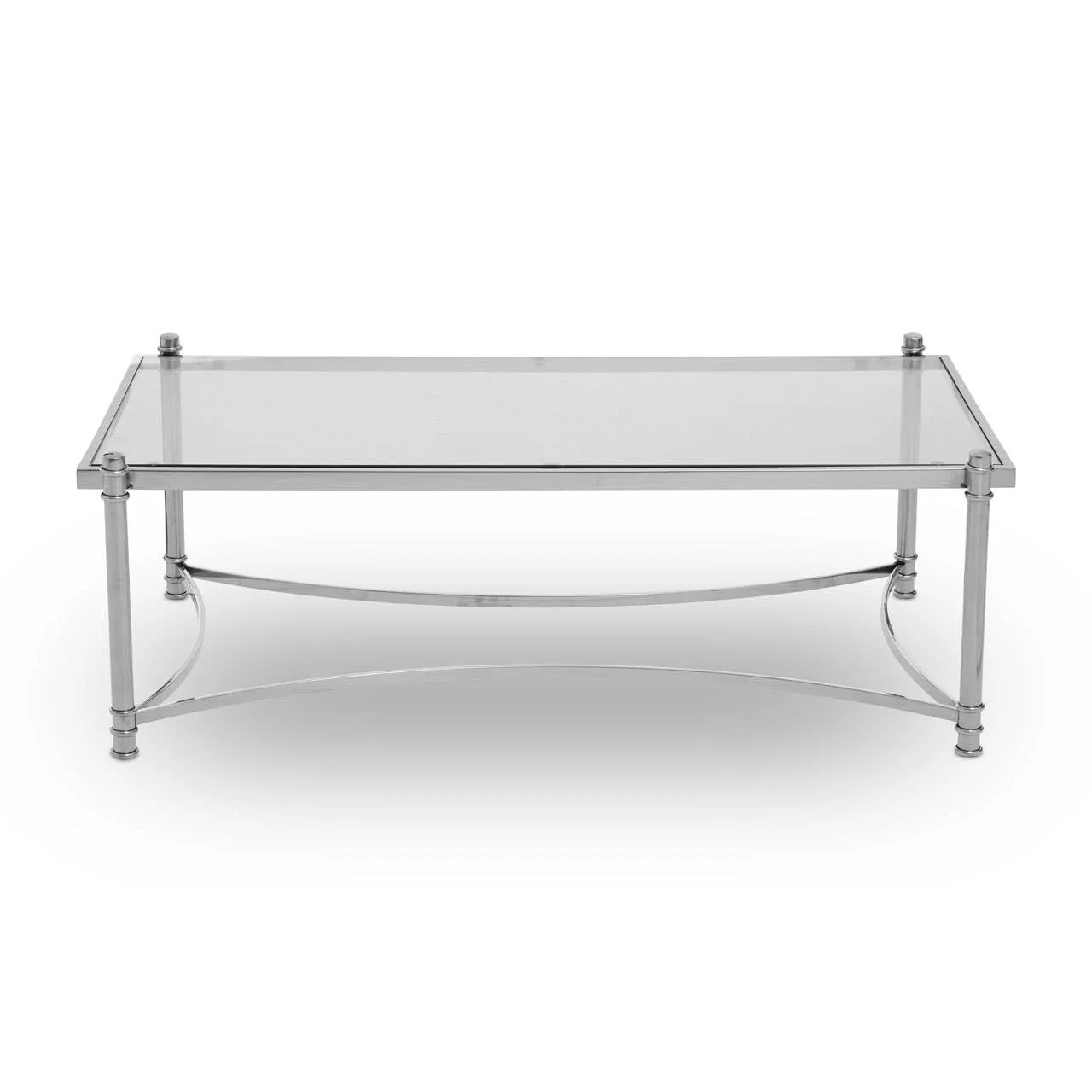 Ackley Silver Coffee Table with Clear Glass - Image 2