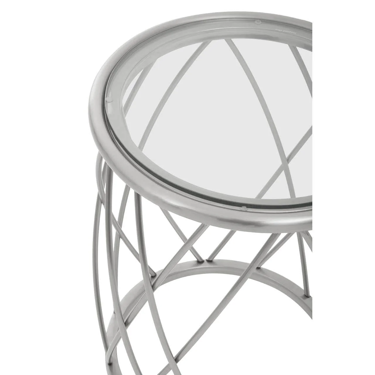 Ackley Silver Round Side Table with Clear Glass - Image 2