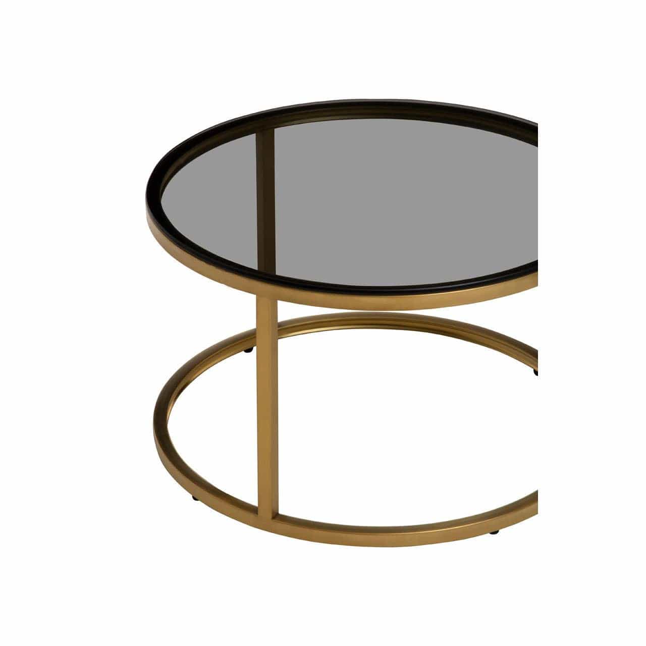 Alana Set of 2 Gold and Black Round Nesting Coffee Tables - Image 5