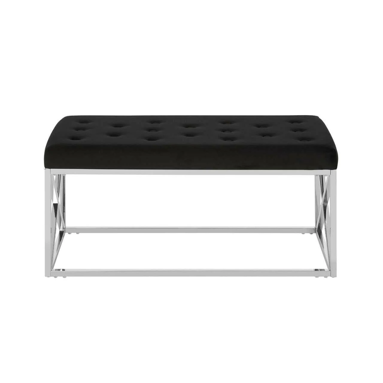 Allure Black Tufted Seat / Silver Finish Bench - Image 2