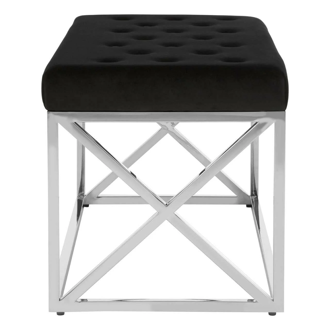 Allure Black Tufted Seat / Silver Finish Bench - Image 3