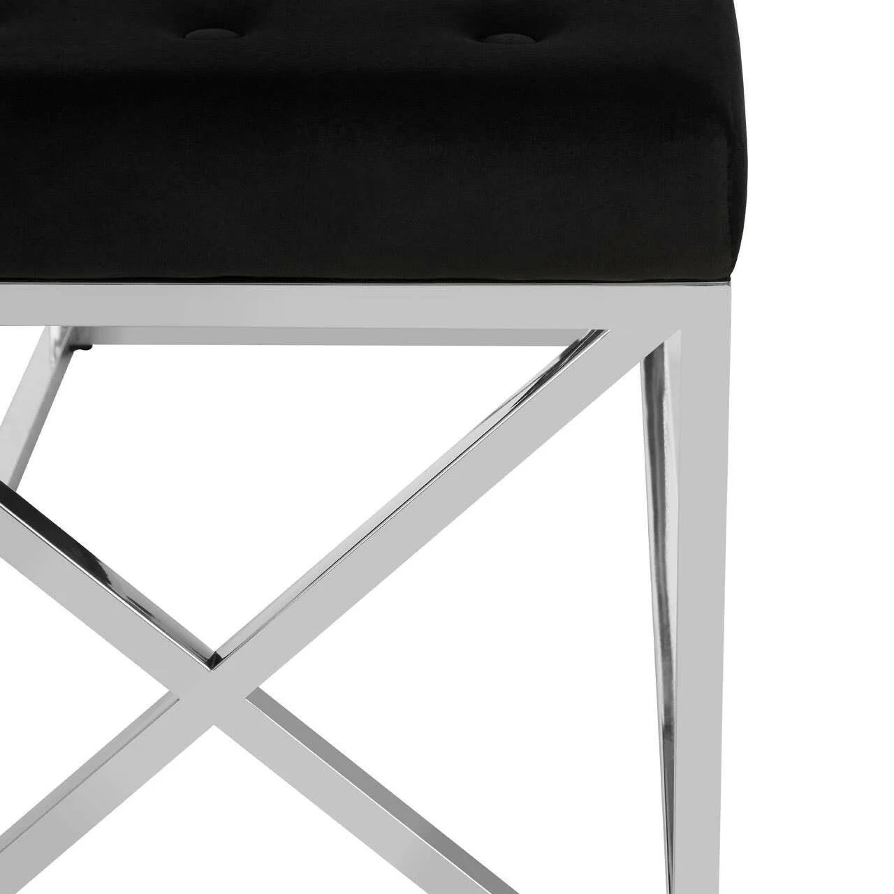 Allure Black Tufted Seat / Silver Finish Bench - Image 4