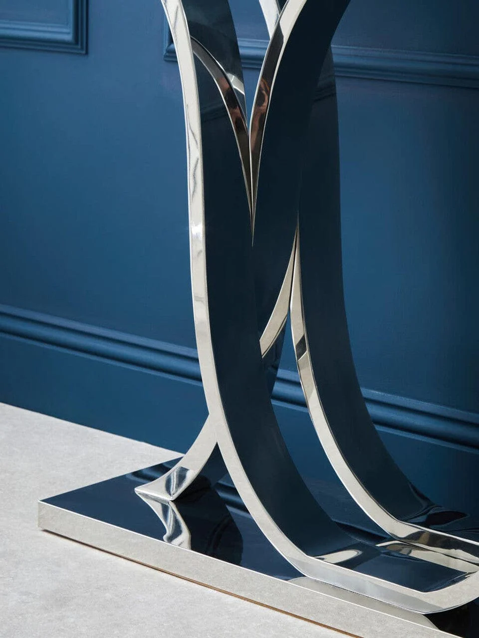 Allure Chrome Curved Base Console Table - Image 2