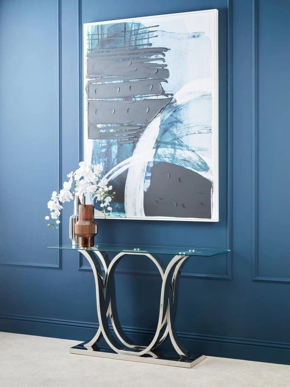 Allure Chrome Curved Base Console Table - Image 8