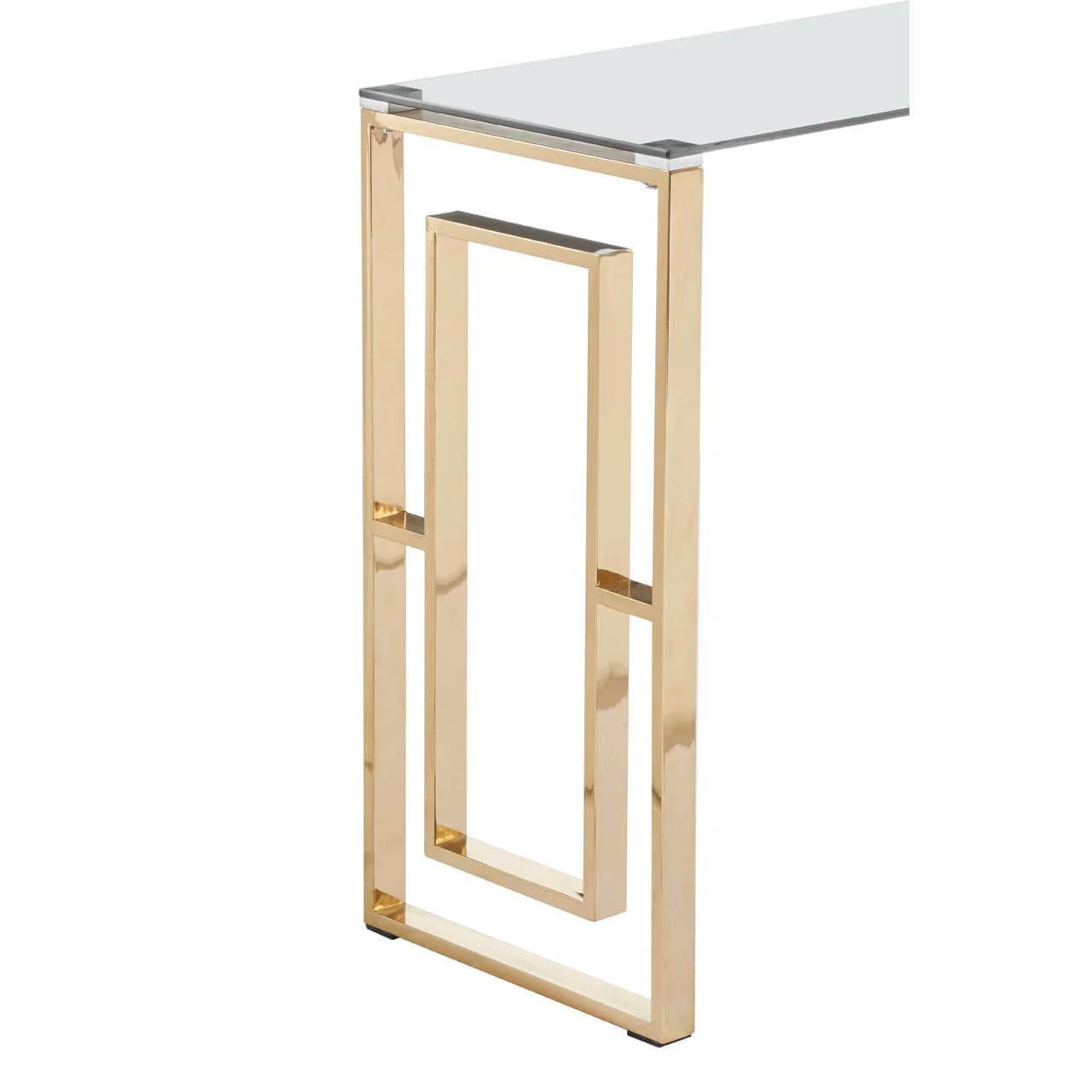 Allure Console Table with Gold Legs and Glass Top - Image 3