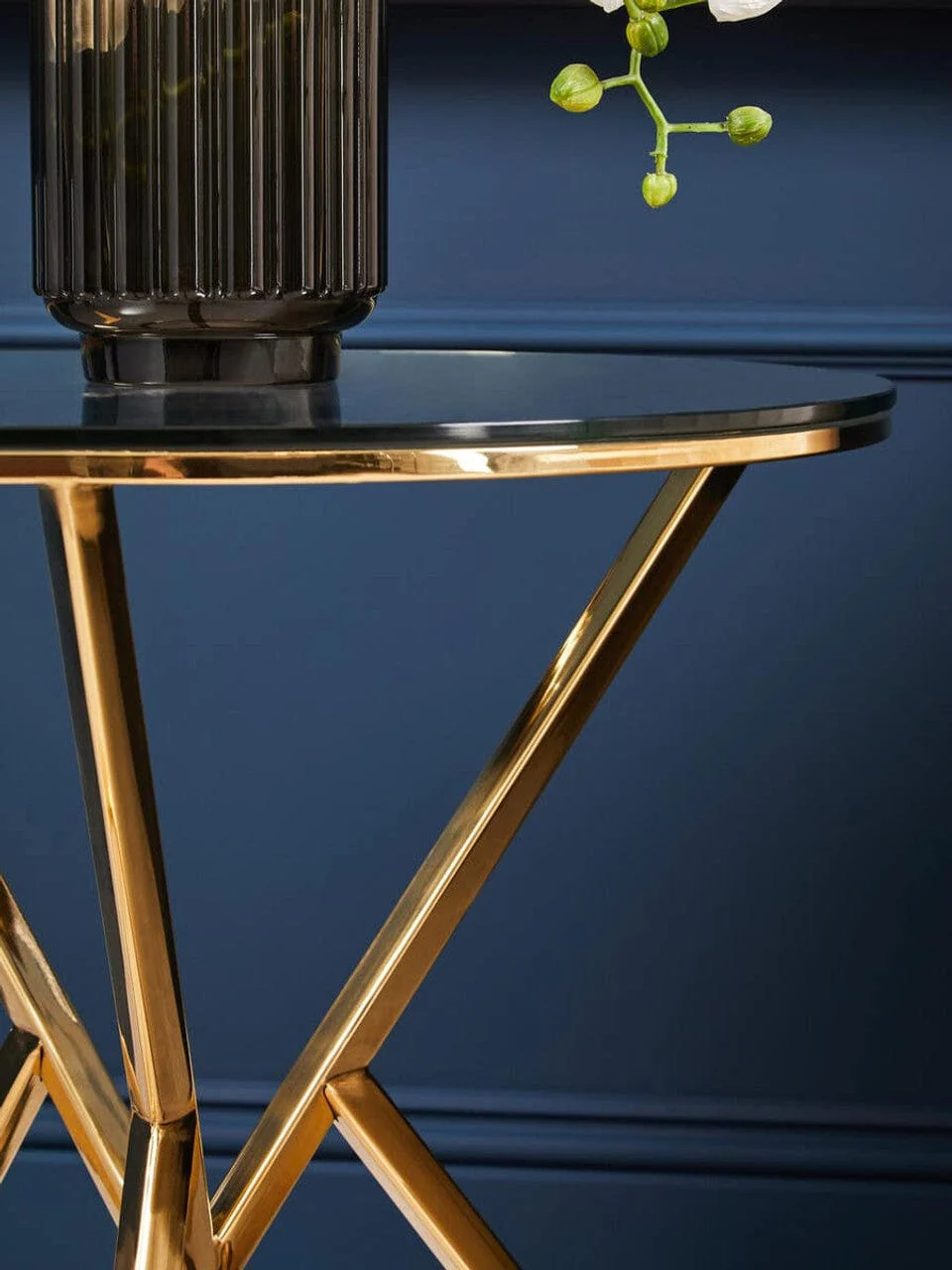 Allure Corseted Round Champagne End Table - Image 6