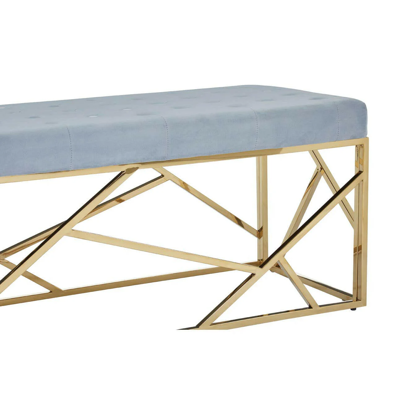 Allure Gold / Powder Blue Velvet Bench - Image 6