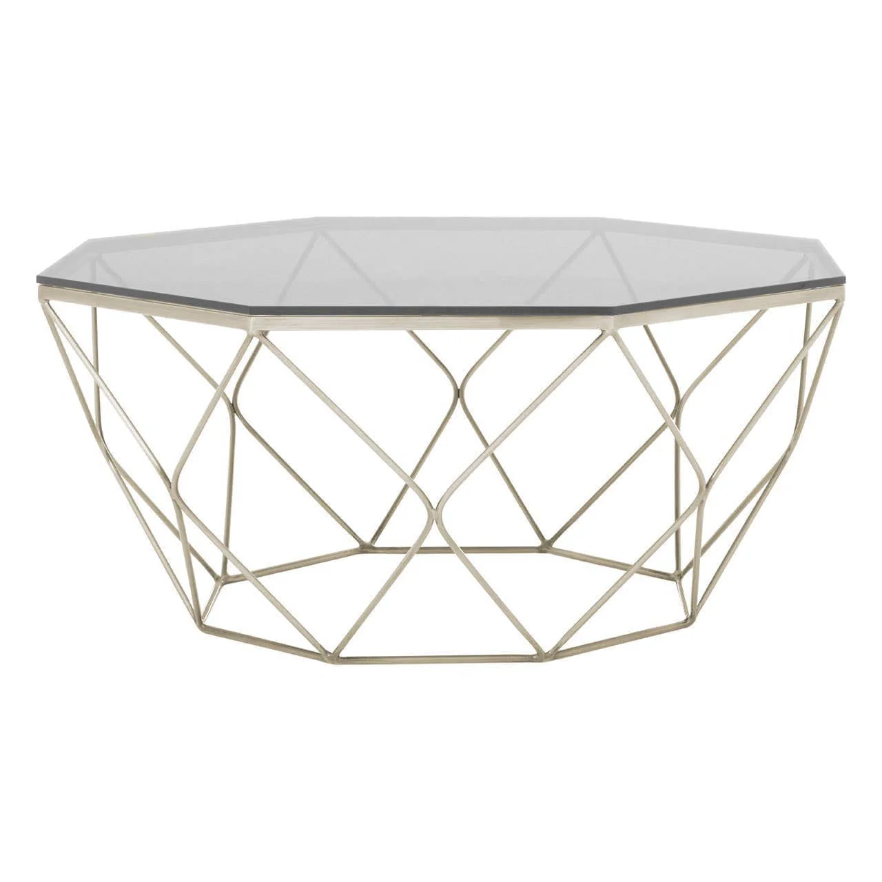 Allure Hexagon Coffee Table With Brushed Nickel Base