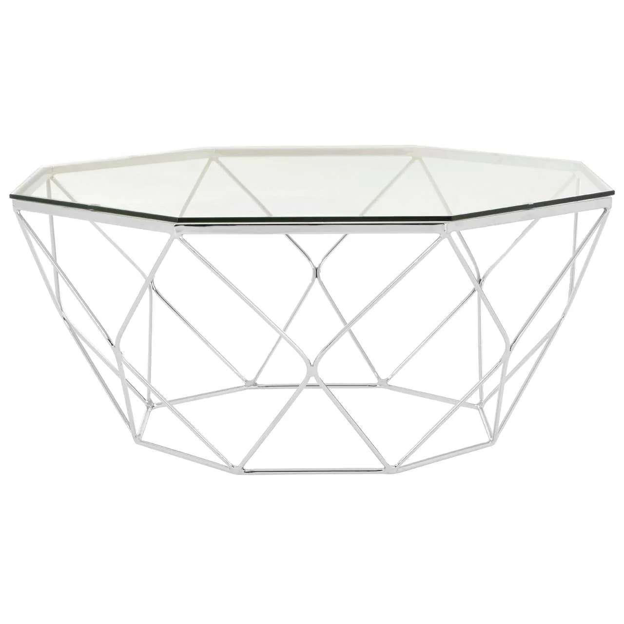 Allure Hexagon Tempered Glass Chrome Coffee Table