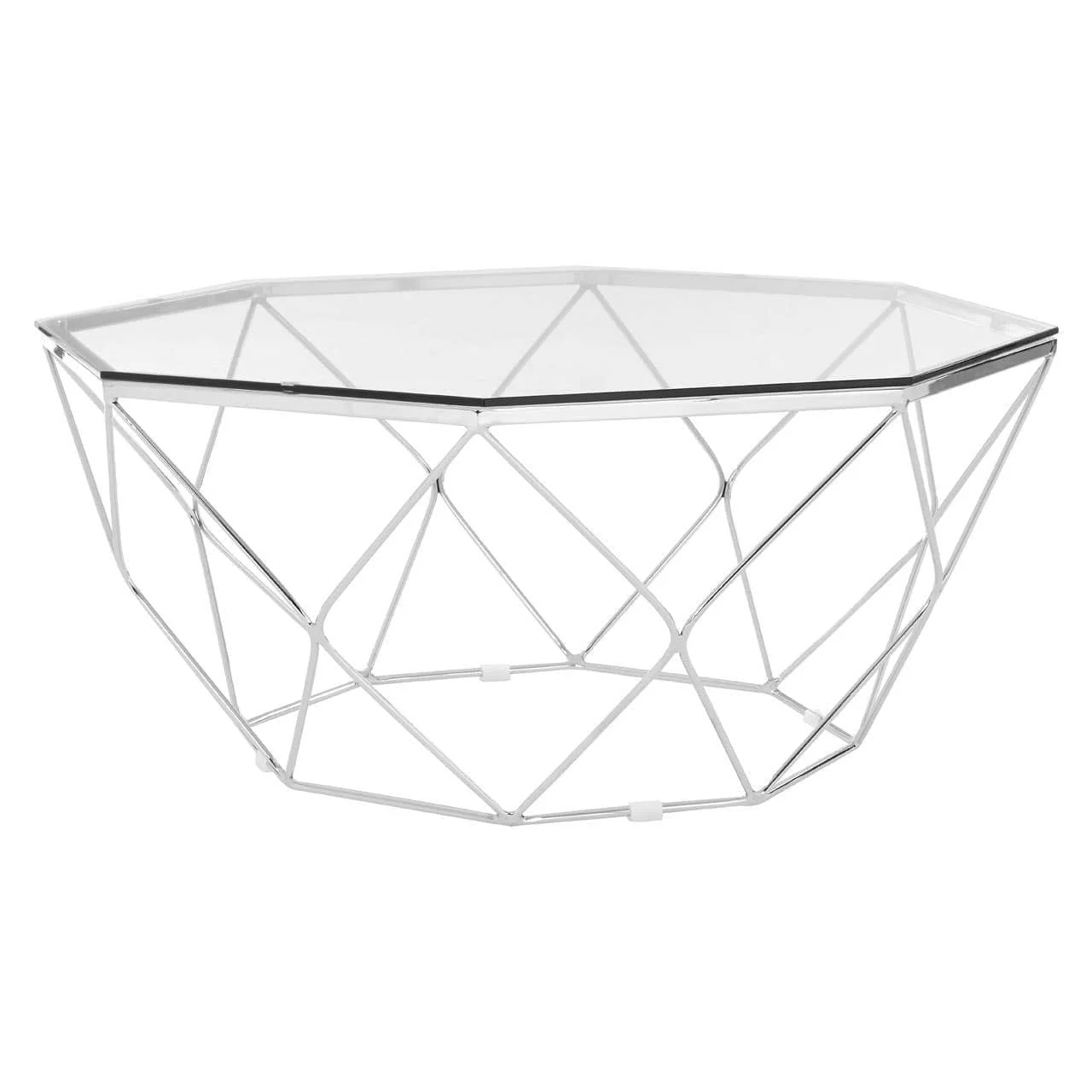 Allure Hexagon Tempered Glass Chrome Coffee Table - Image 2