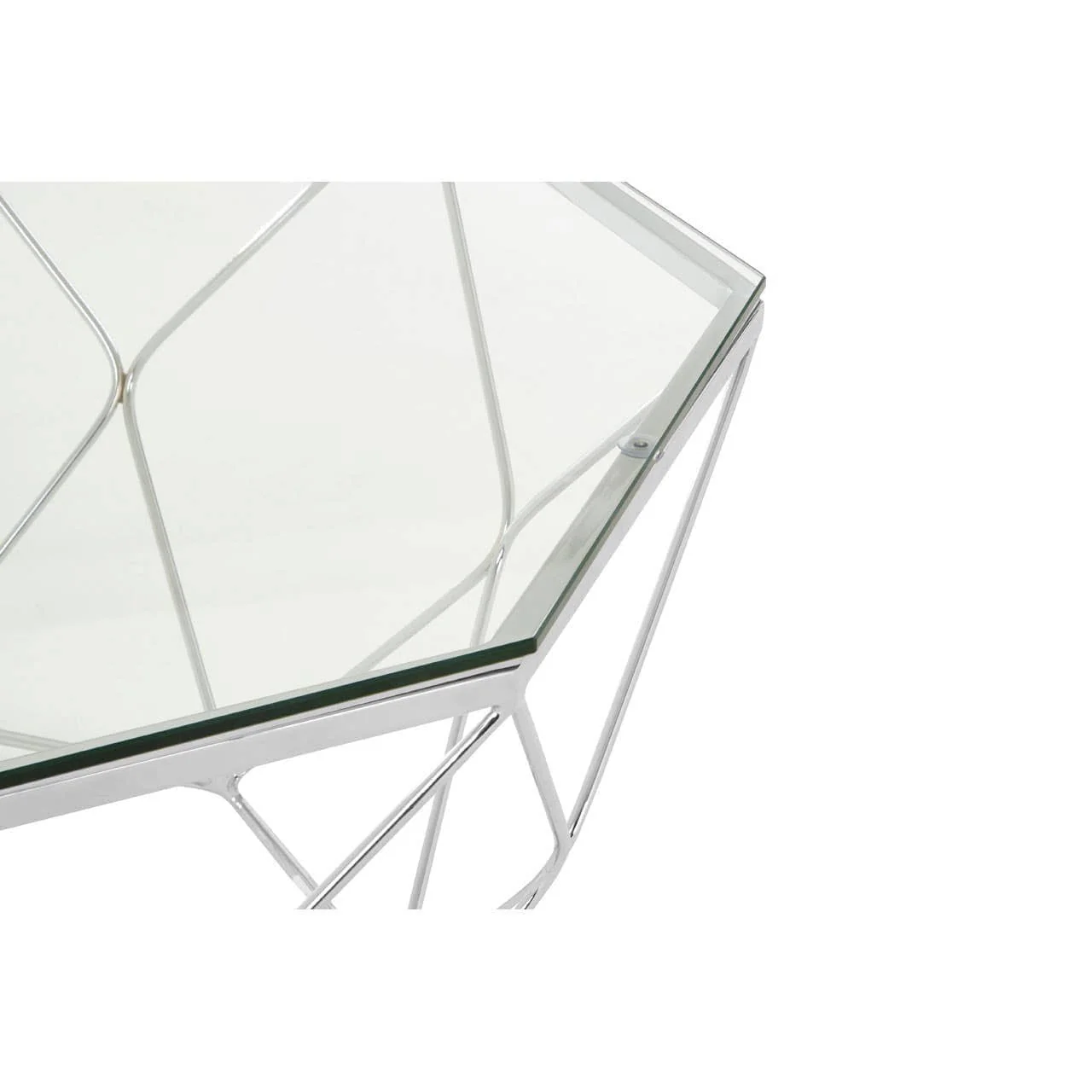 Allure Hexagon Tempered Glass Chrome Coffee Table - Image 3