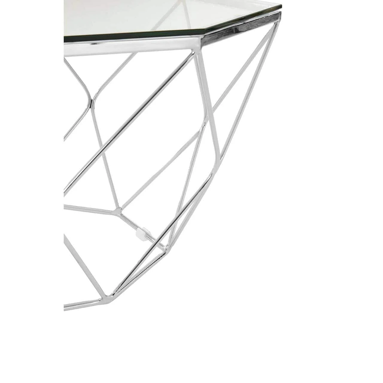 Allure Hexagon Tempered Glass Chrome Coffee Table - Image 4