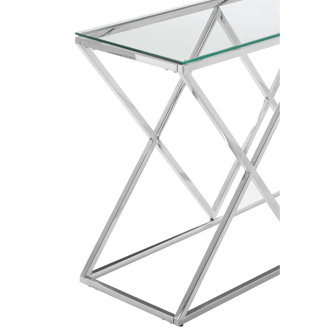 Allure Inverted Prism Base Silver Console Table. - Image 4