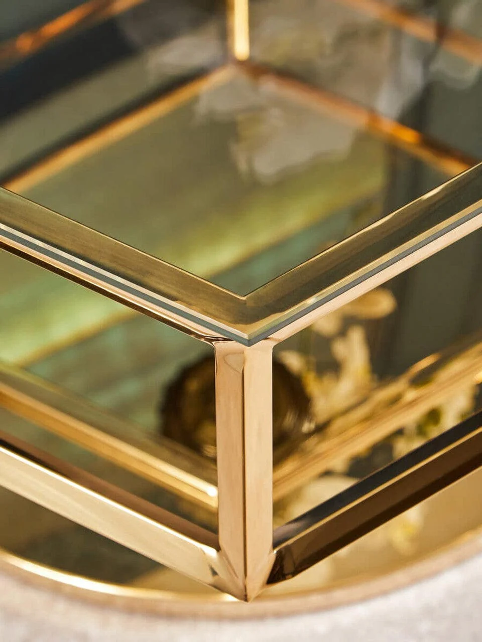 Allure Large Gold Finish Diamond End Table - Image 2