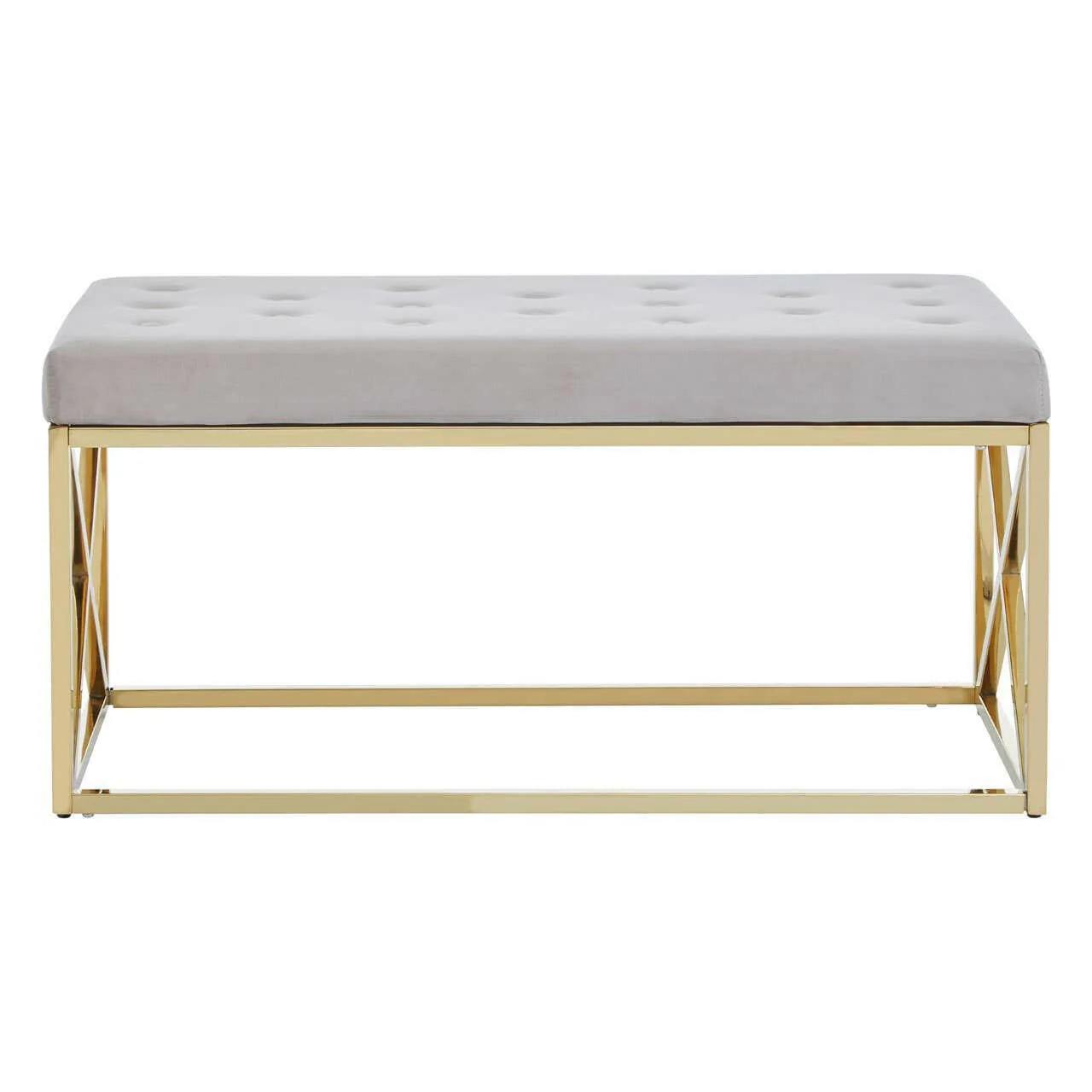 Allure Mink Velvet Gold Finish Bench