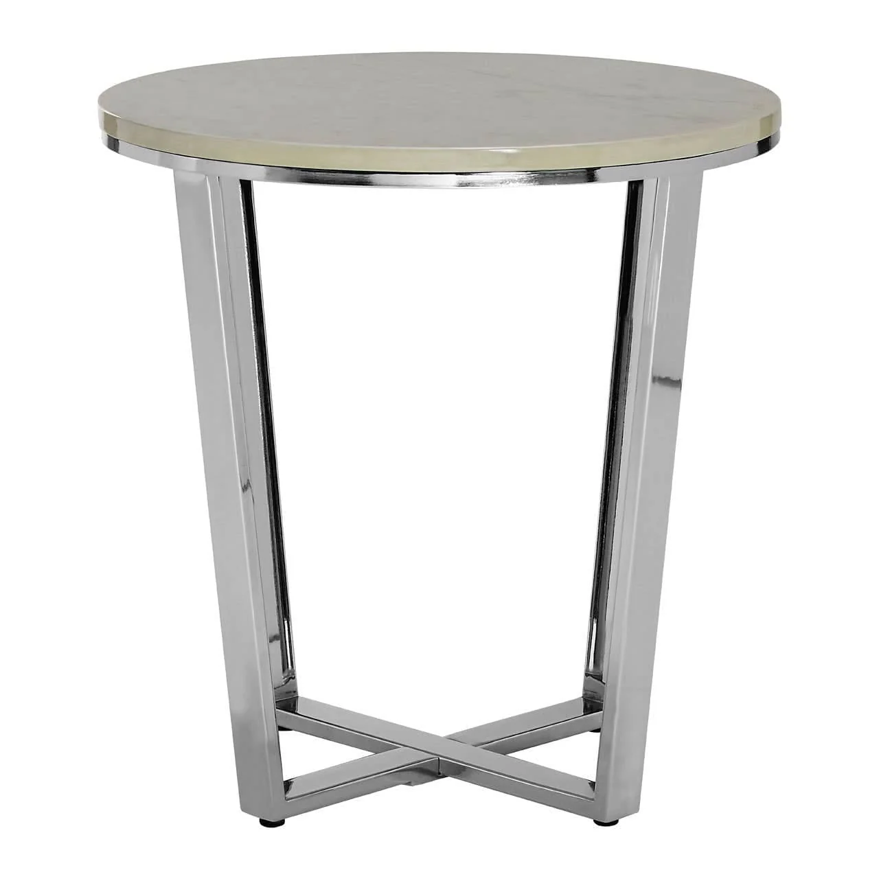 Allure Round White Faux Marble End Table - Image 2