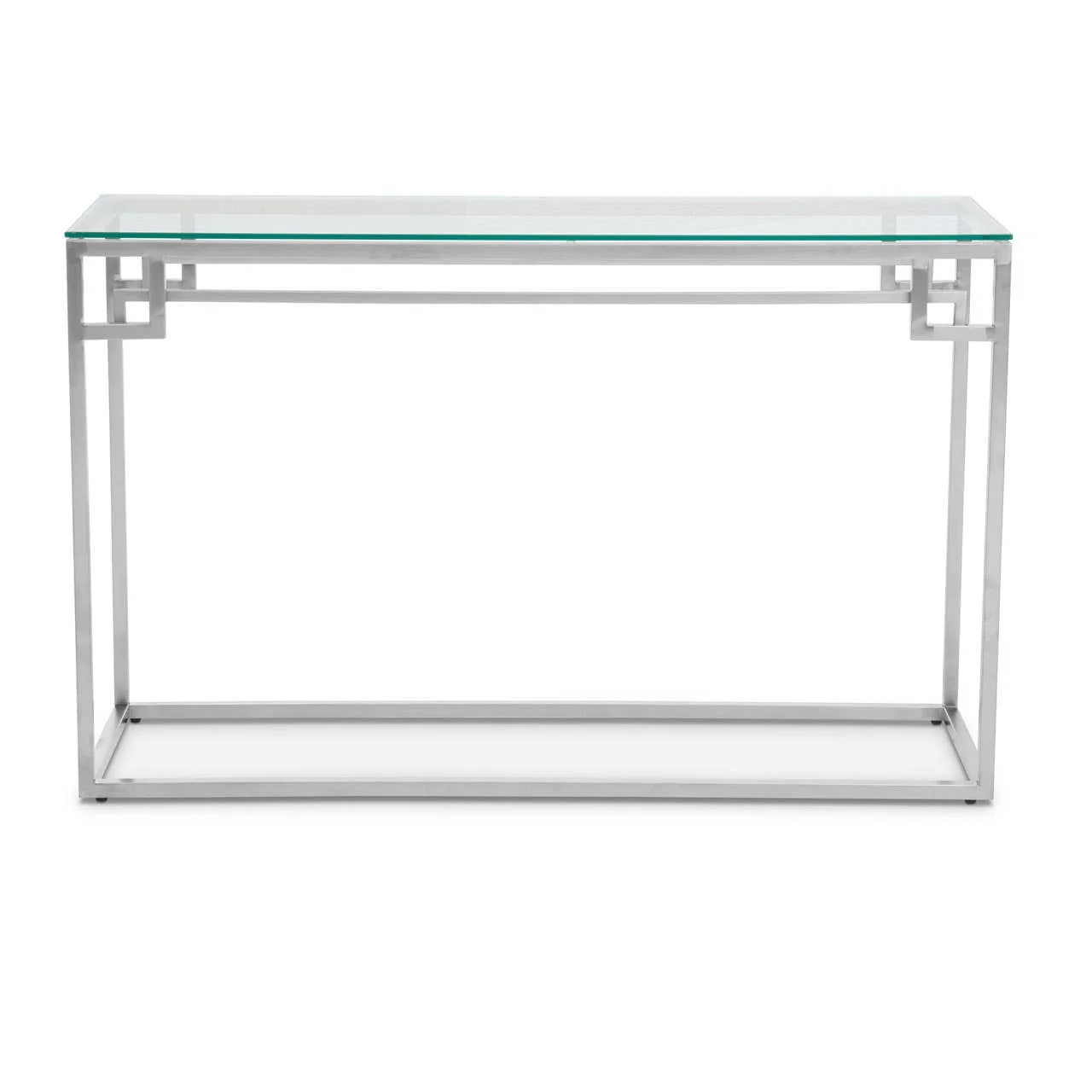 Allure Tempered Glass Silver Finish Console Table
