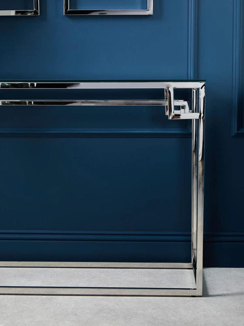 Allure Tempered Glass Silver Finish Console Table - Image 4