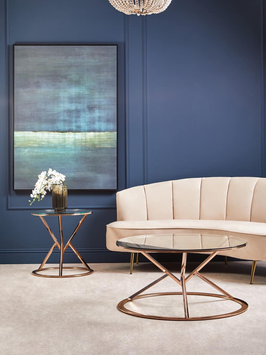 Alustre Corseted Round Rose Gold Coffee Table - Image 6