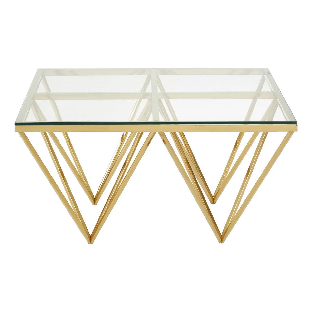 Alustre Gold Finish Prismaric Square Coffee Table