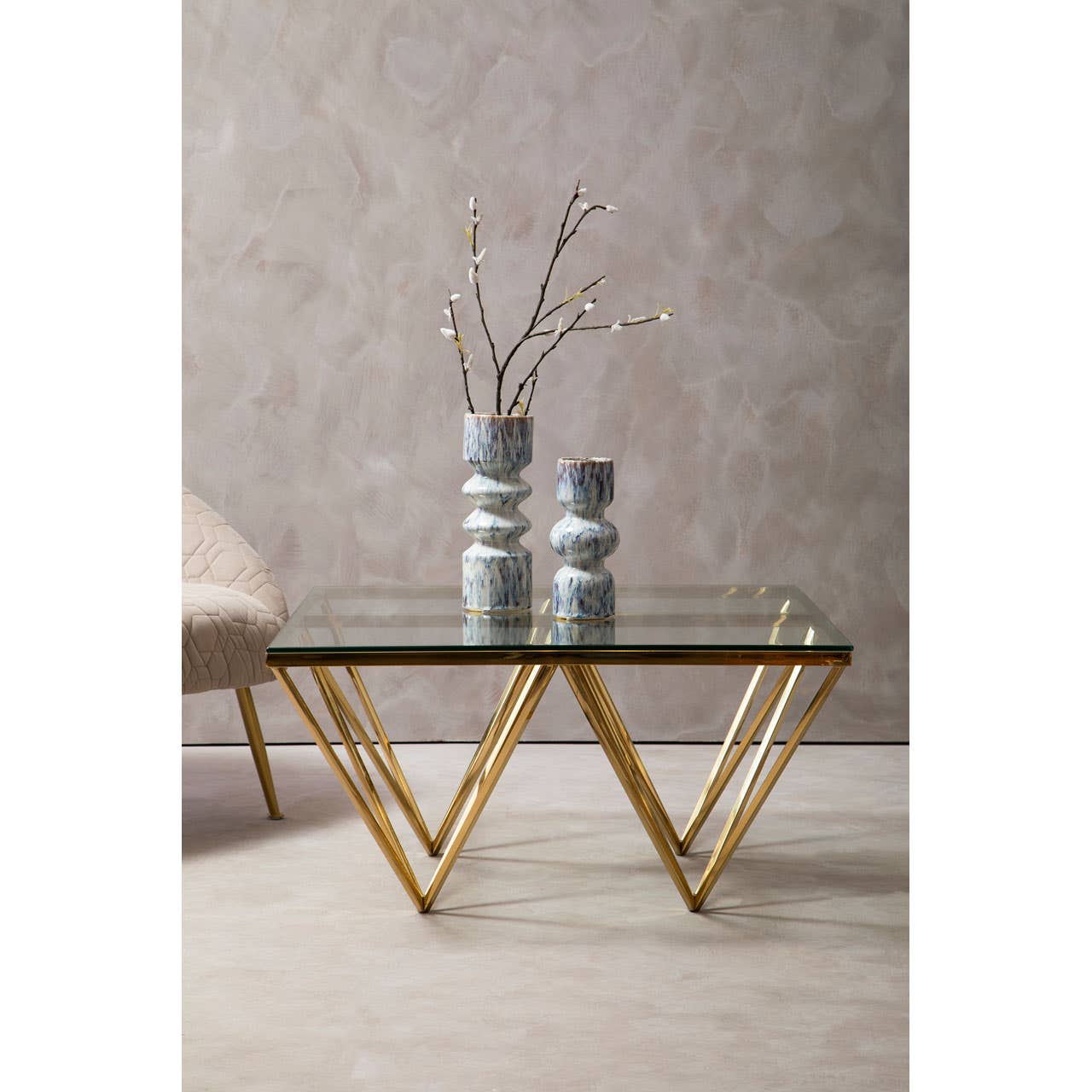 Alustre Gold Finish Prismaric Square Coffee Table - Image 7