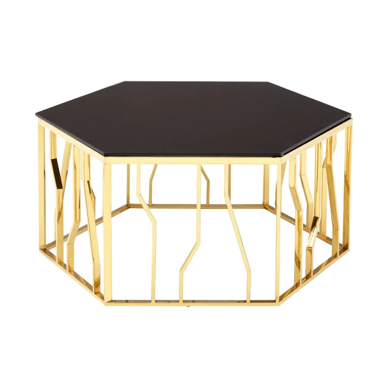 Alvaro Gold and Black Hexagonal Coffee Table - Image 2