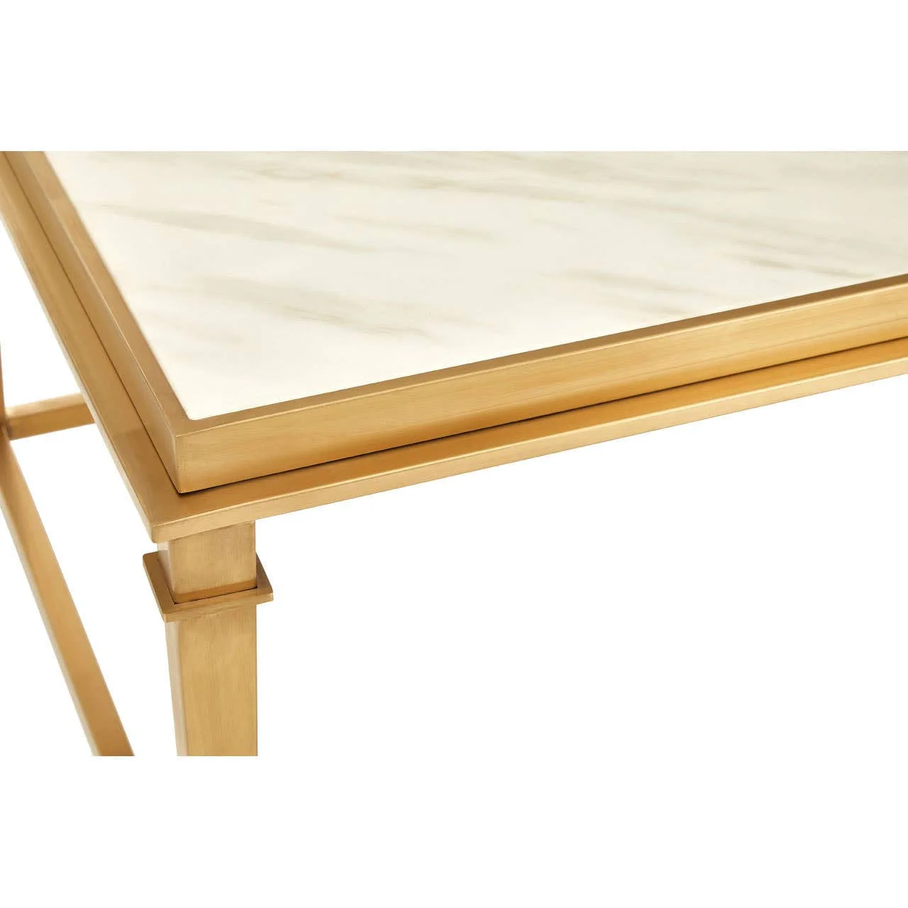 Alvaro Rectangular Coffee Table with White Marble Top - Image 5