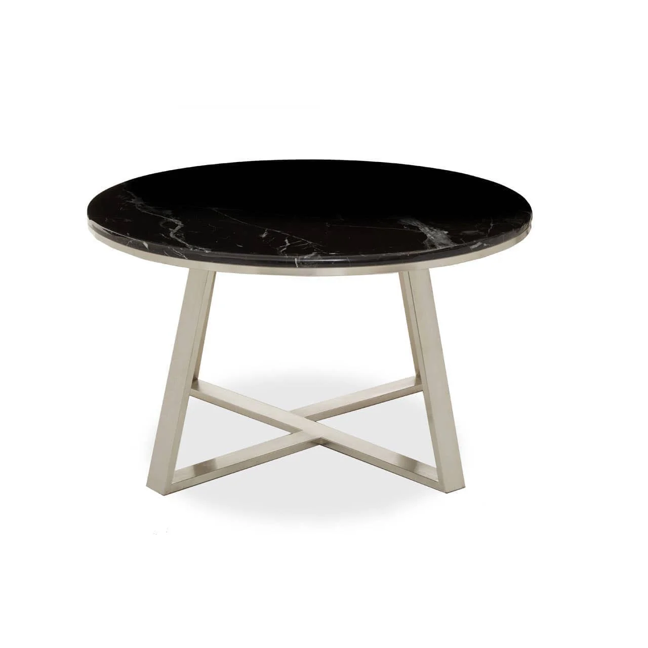 Alvaro Round Coffee Table With Black Marble Top