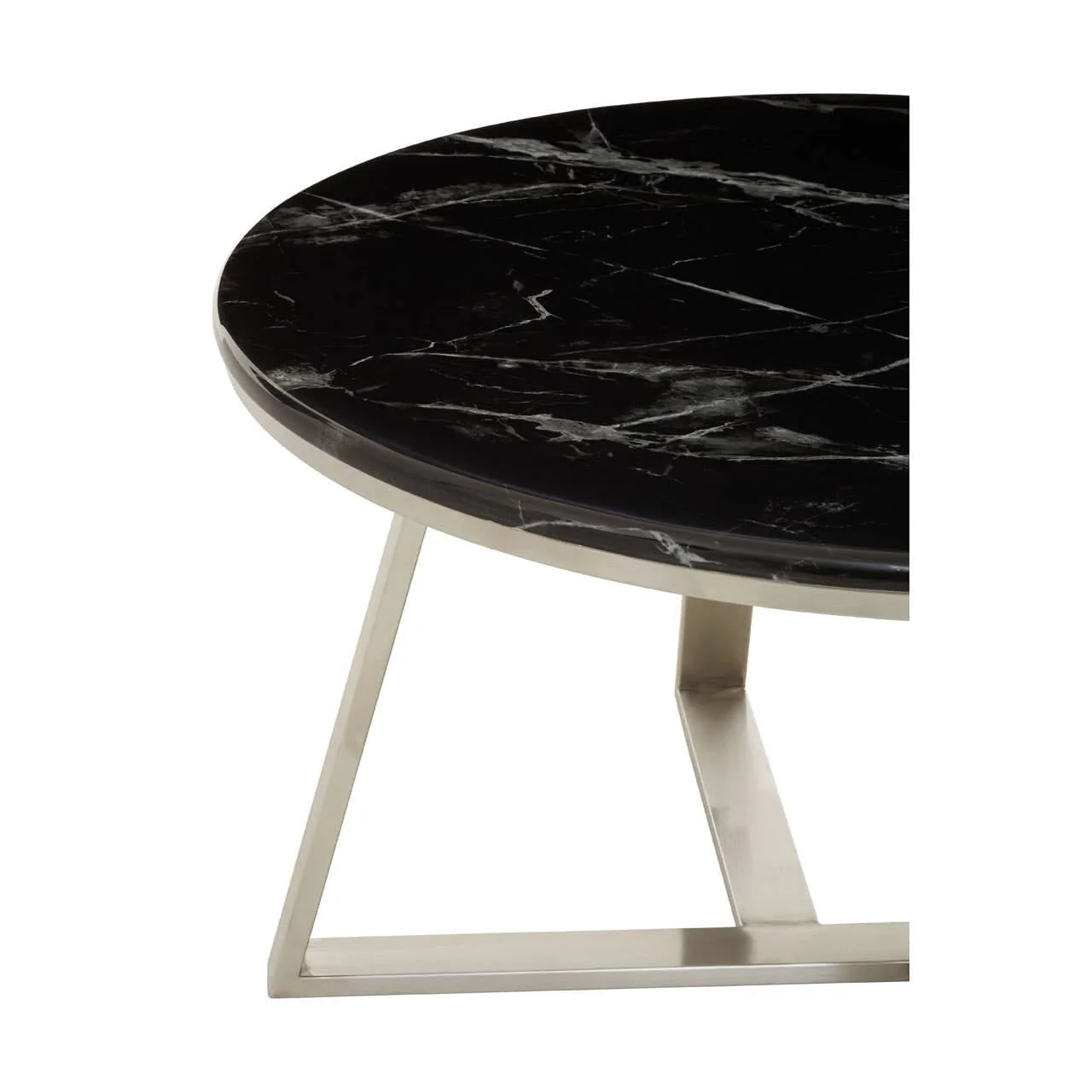 Alvaro Round Coffee Table With Black Marble Top - Image 5