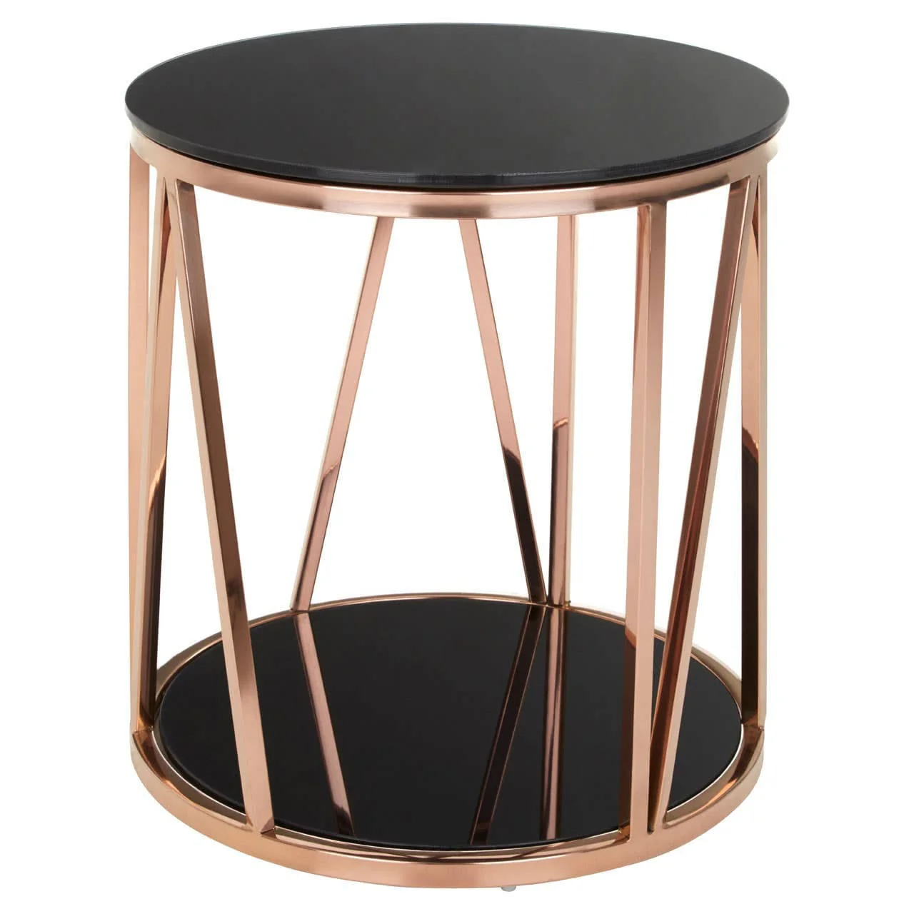 Alvaro Round Rose Gold Finish Side Table