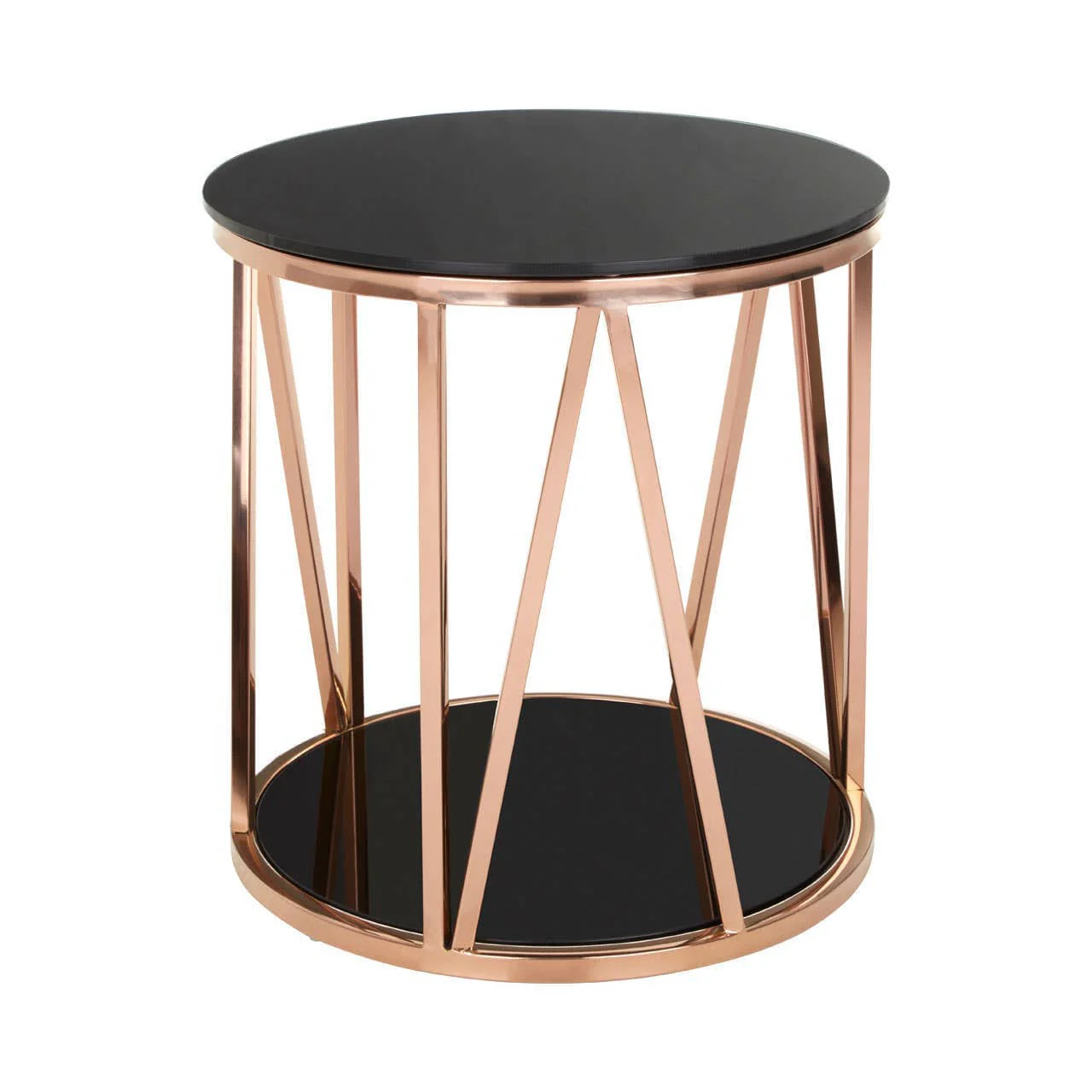 Alvaro Round Rose Gold Finish Side Table - Image 2
