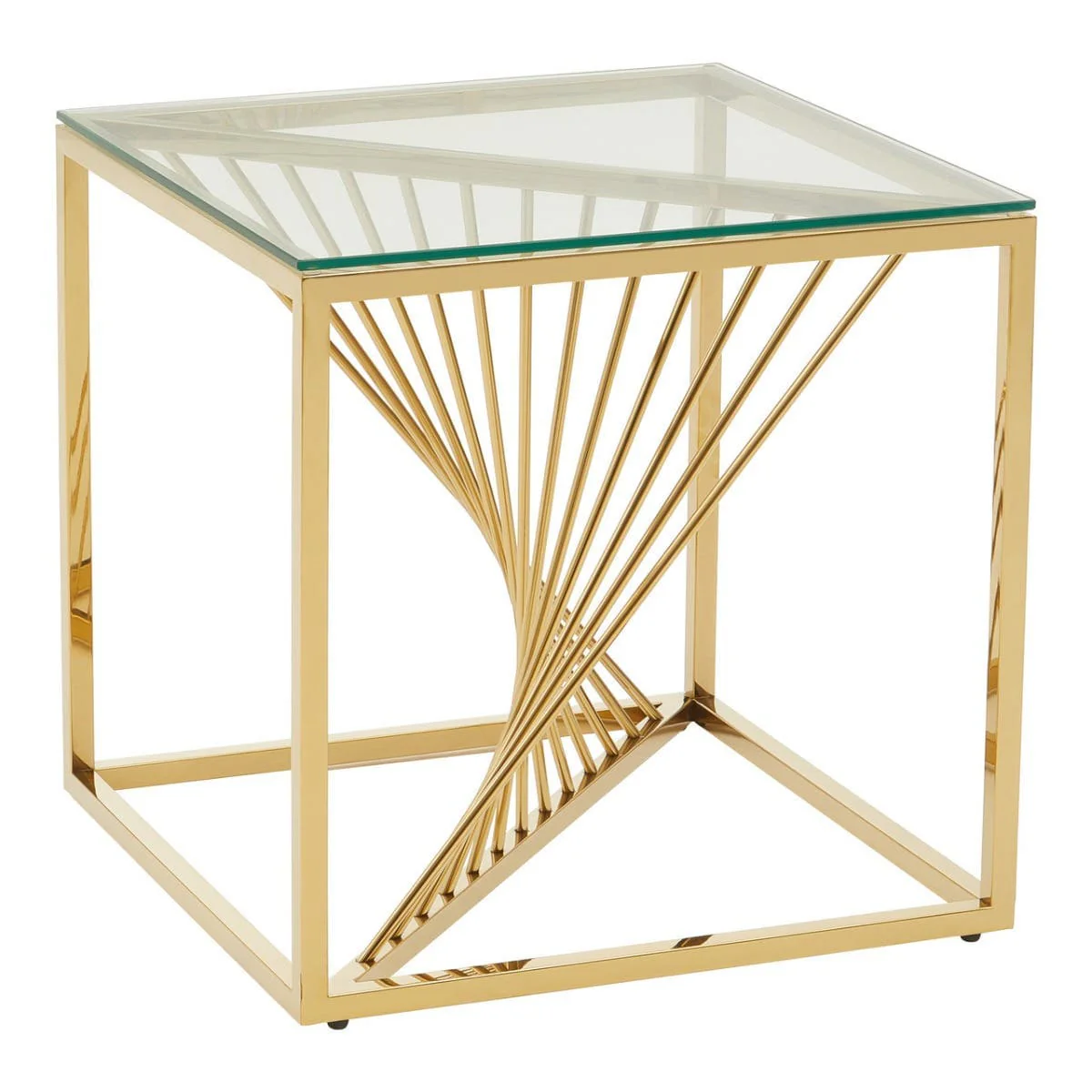 Amella End Table With Gold Finish Frame - Image 3