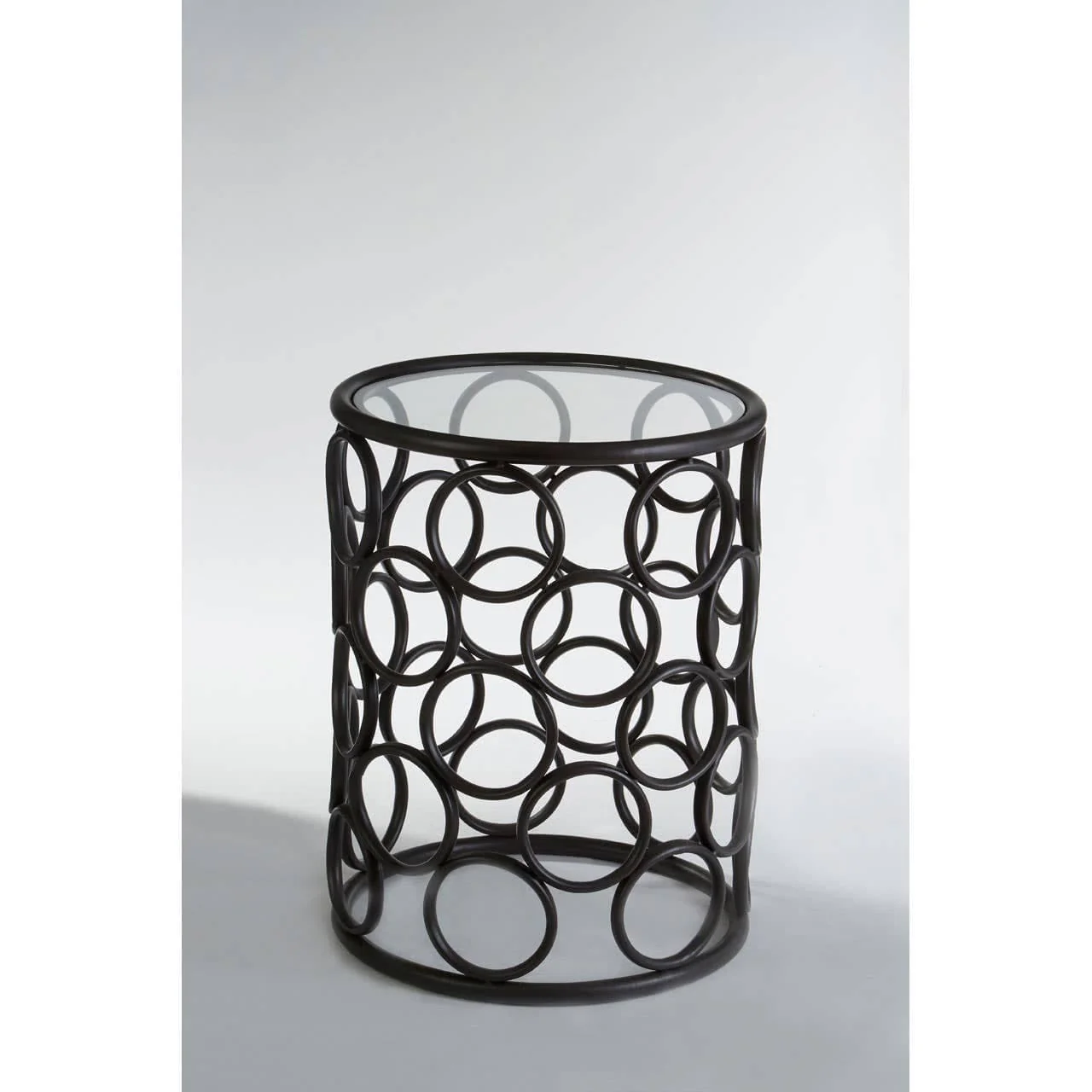Antalya Black Round Side Table with Glass Top - Image 2