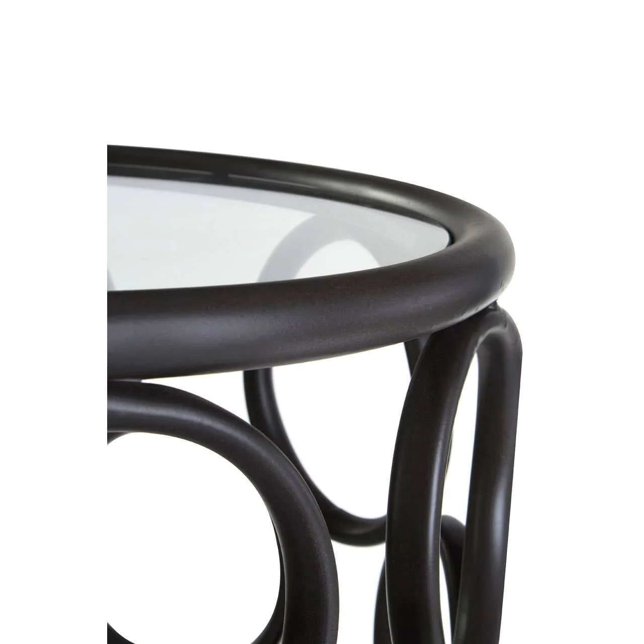 Antalya Black Round Side Table with Glass Top - Image 3