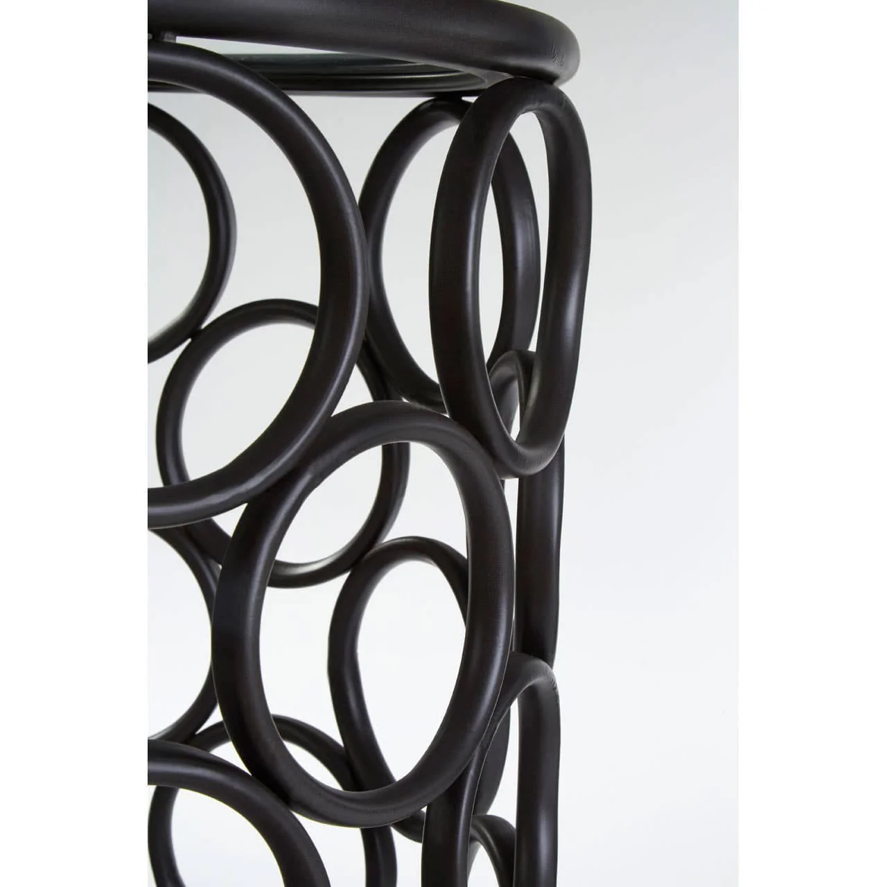 Antalya Black Round Side Table with Glass Top - Image 5