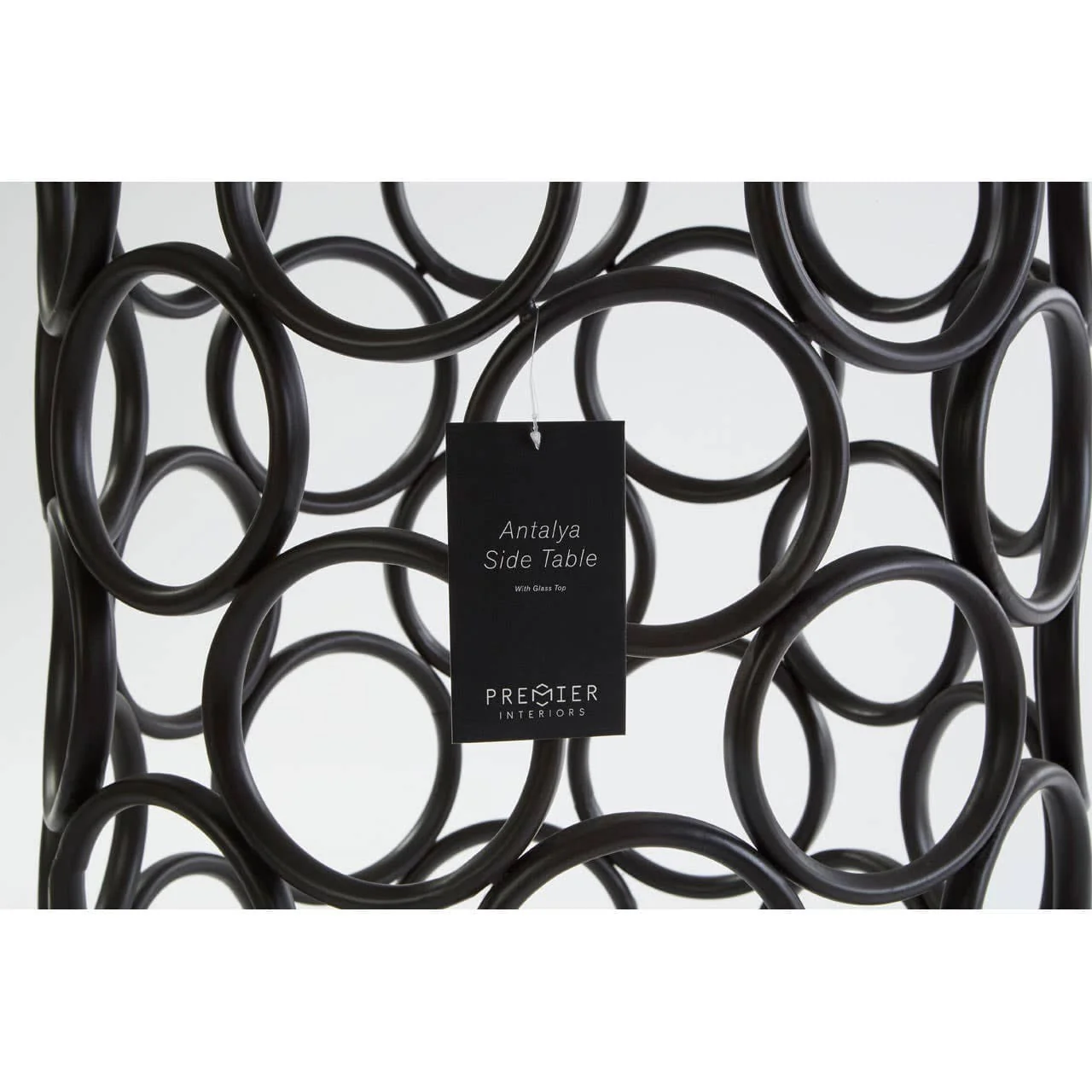 Antalya Black Round Side Table with Glass Top - Image 7