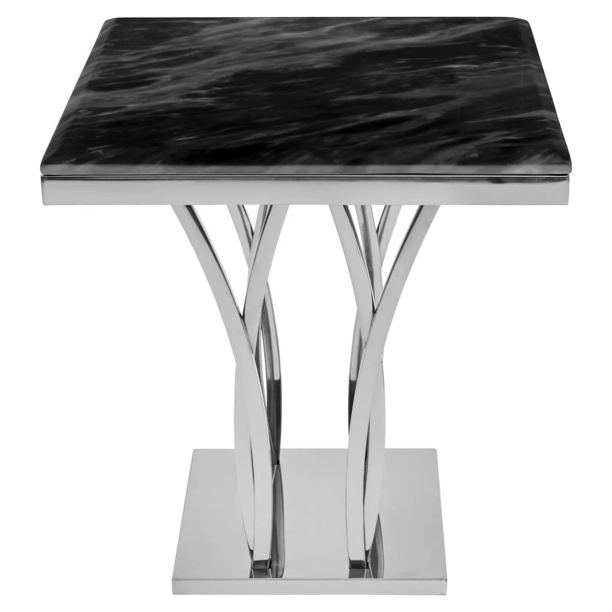 Arenza Black Marble And Silver Side Table - Image 3