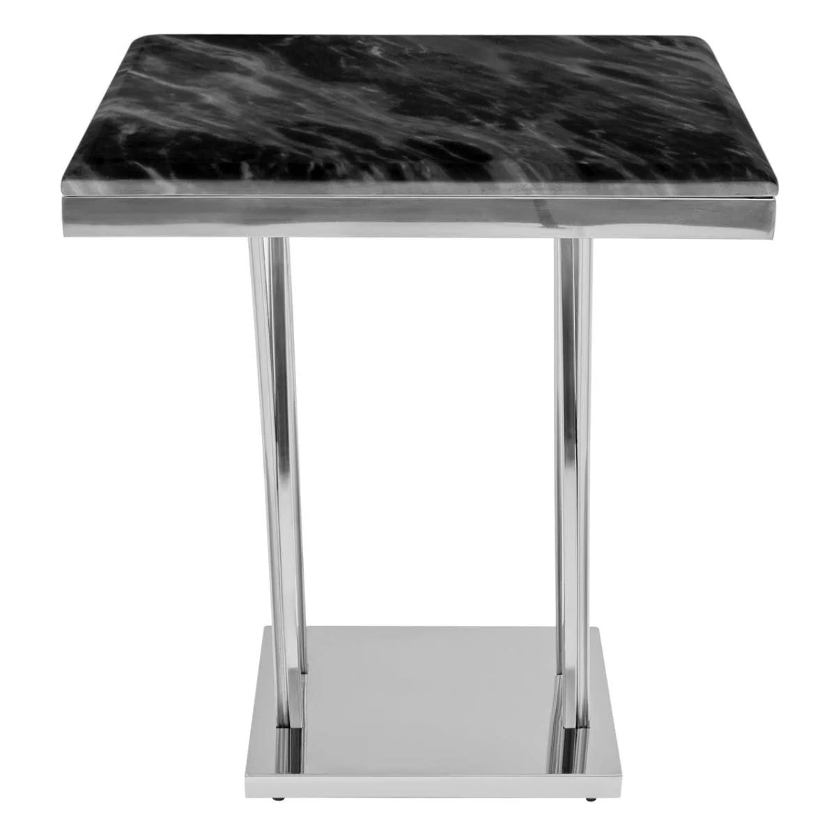 Arenza Black Marble And Silver Side Table - Image 4