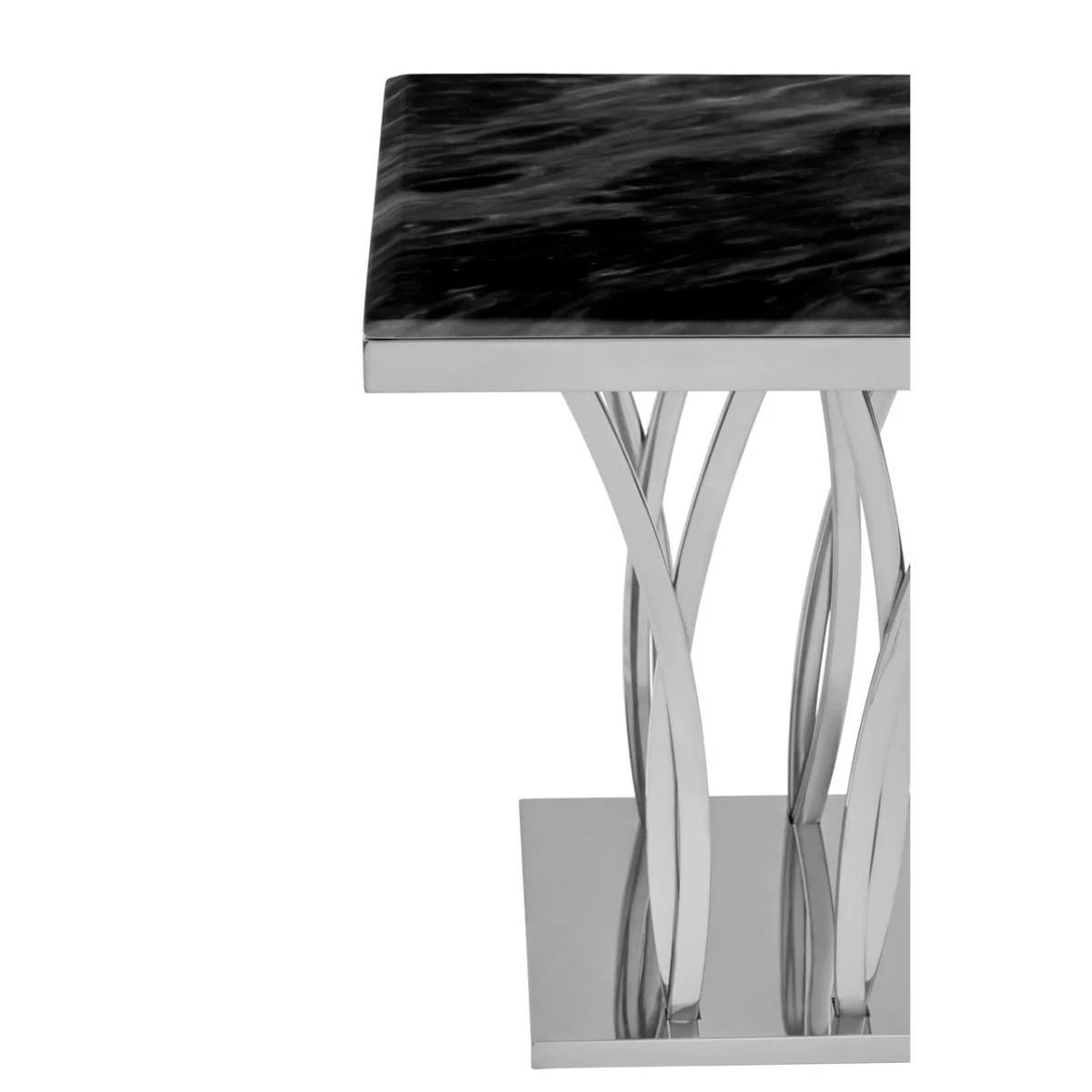 Arenza Black Marble And Silver Side Table - Image 5