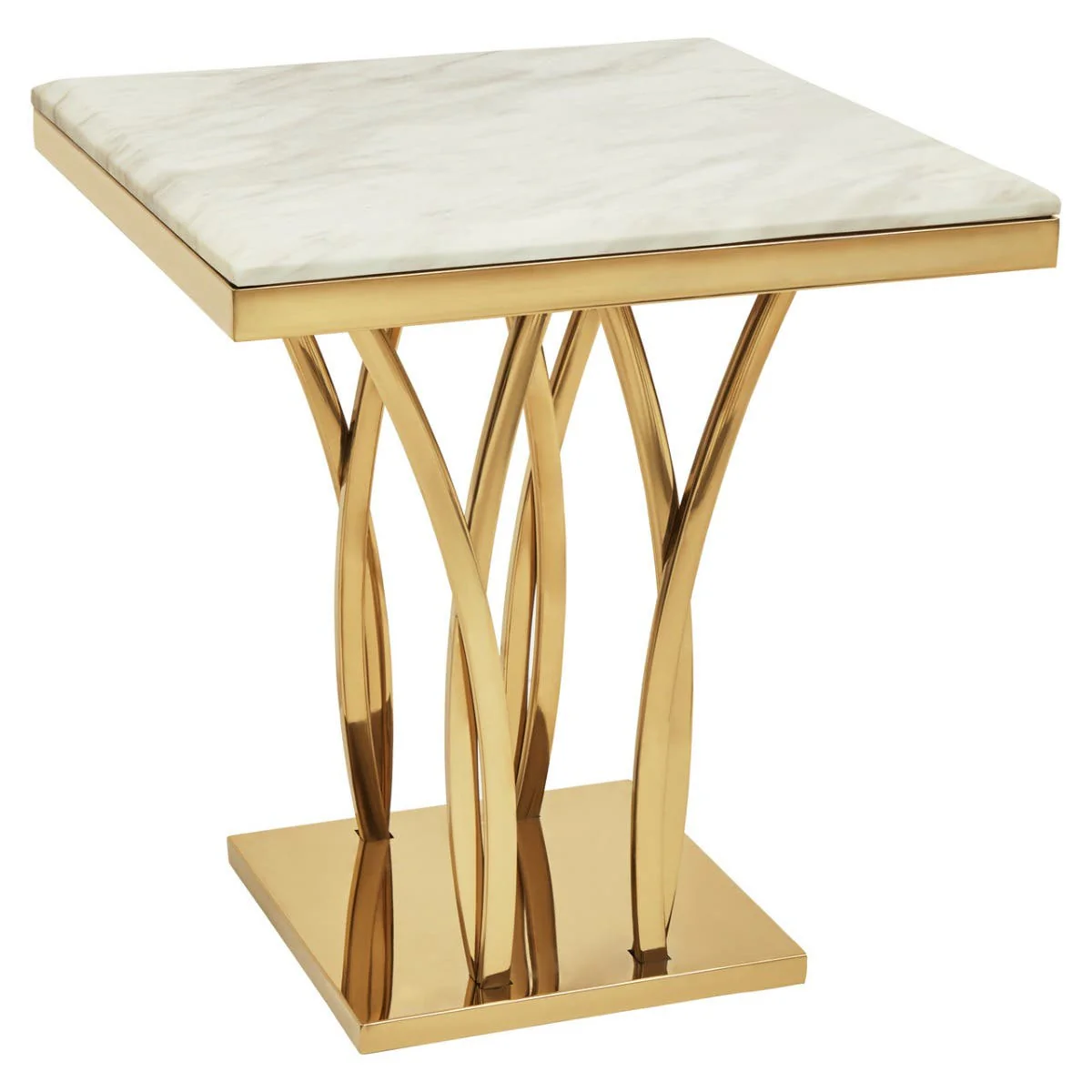 Arenza White Marble And Gold Side Table - Image 2