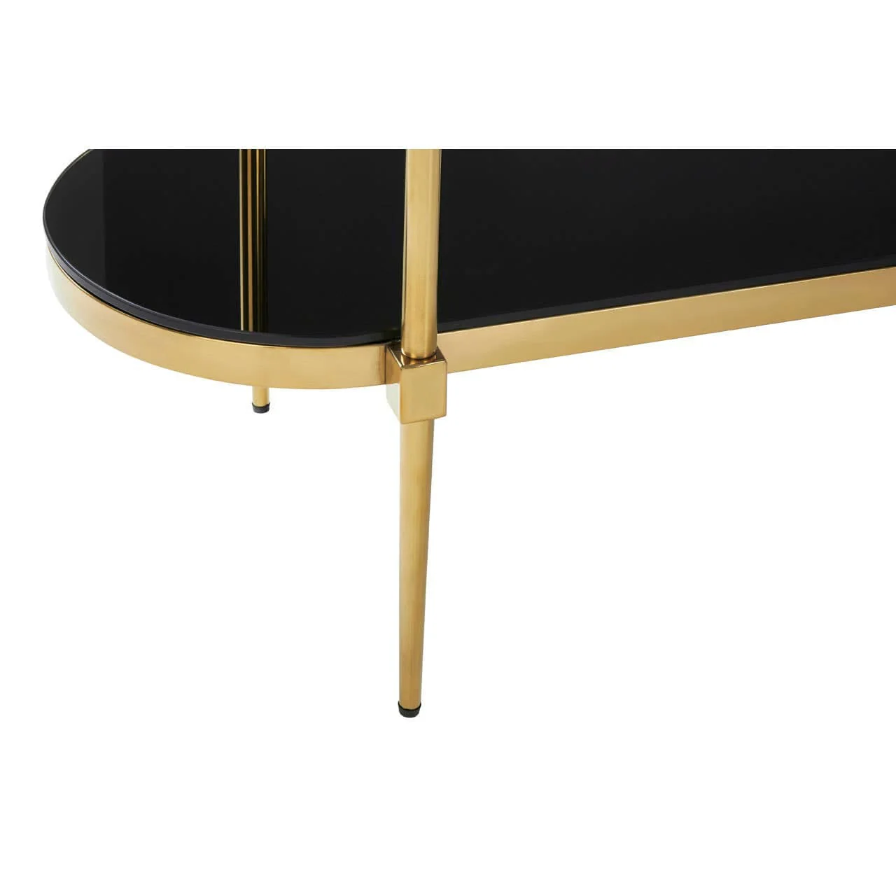 Arezzo 2 Tier Gold Console Table with Black Tempered Glass - Image 6