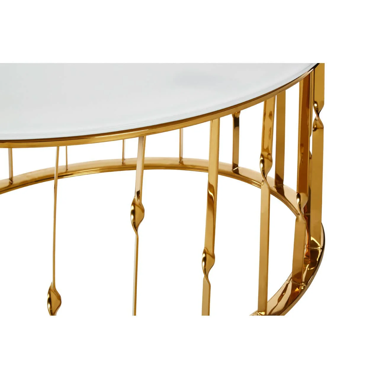 Arezzo Round Coffee Table With Gold Finish Frame - Image 6