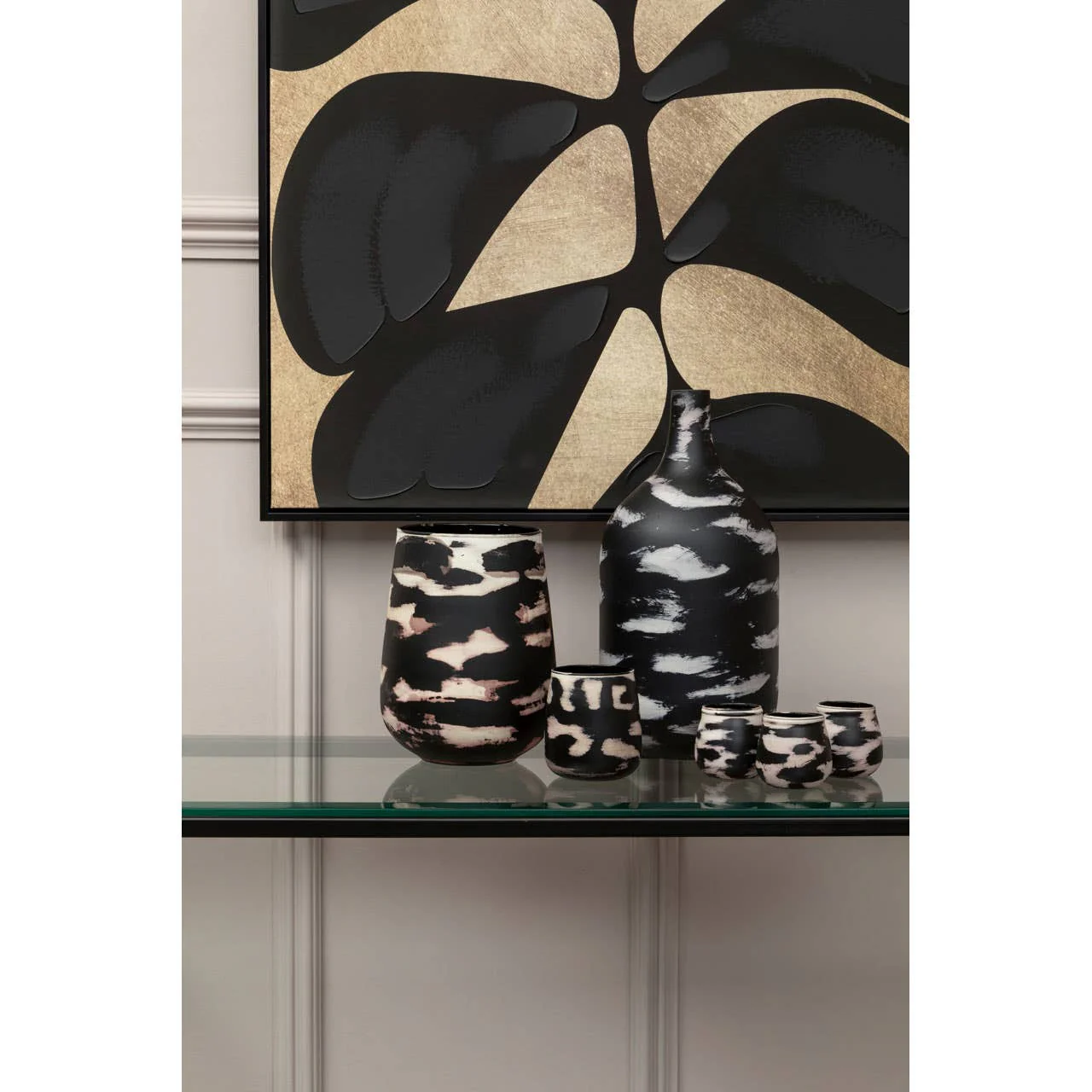 Astratto Canvas Black Leaf Design Wall Art - Image 7