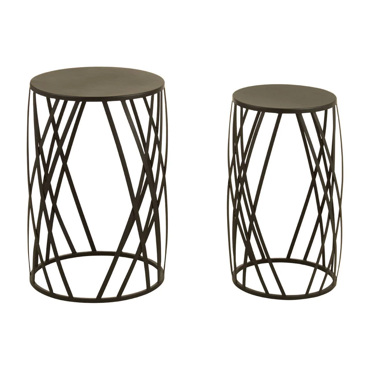 Avantis Set Of 2 Black Metal Round Side Tables - Image 2